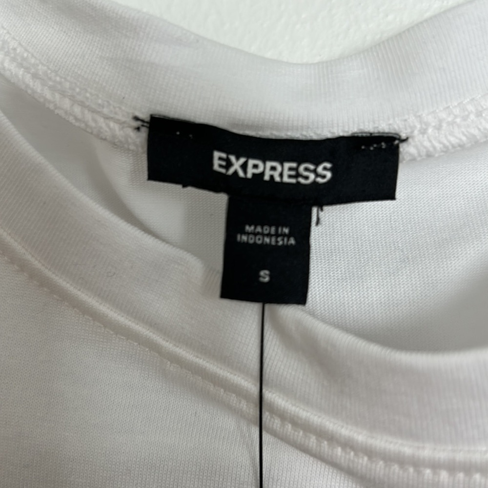 Express Crew Neck Short Sleeve Draped T-Shirt Dress - Picture 3 of 5